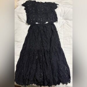 Free People black lace skirt set size 4